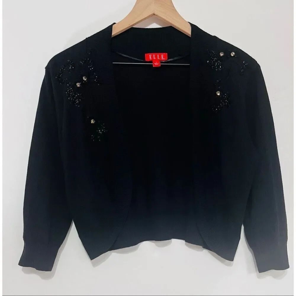 Elle Embellished Black Cardigan Size S
